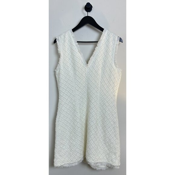 Anthropologie BHLDN Ella V-Neck Pearl Tweed Mini Dress in White Size Medium - Picture 8 of 15